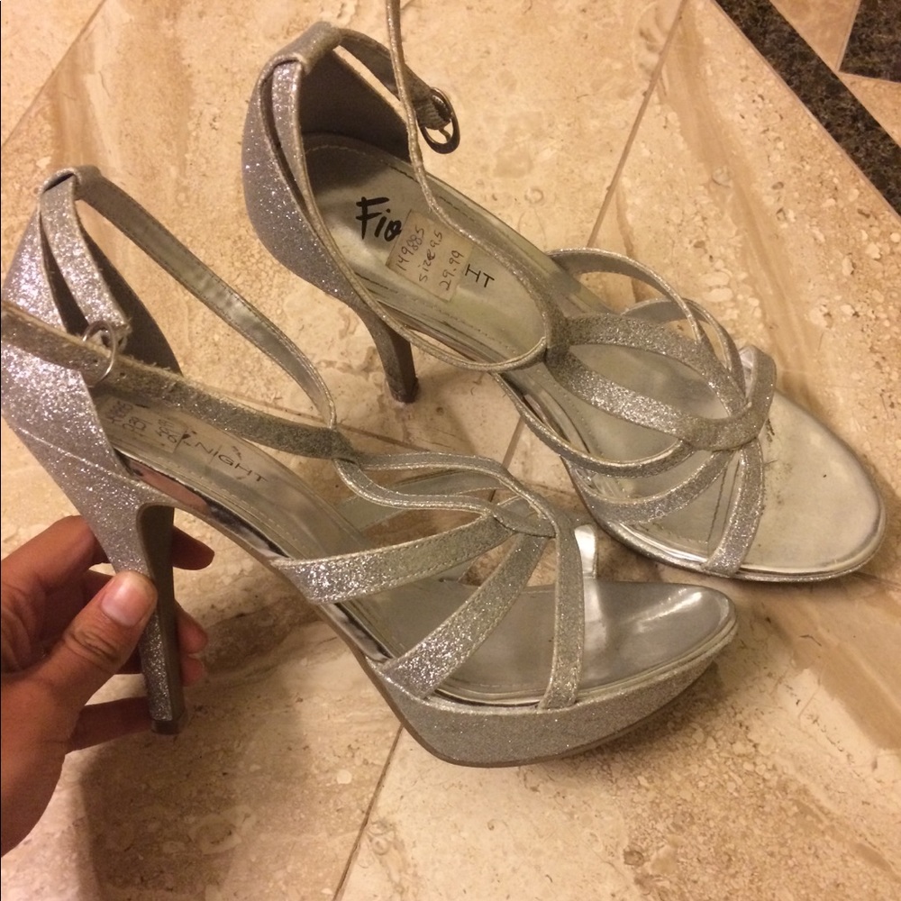 Silver sparkle heels